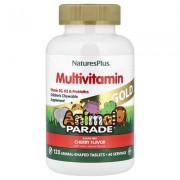 NaturesPlus, Source of Life, Animal Parade Gold, добавка для дітей з мультивітамінами і мікроелементами, з натуральним смаком вишні, 120 таблеток у формі тварин